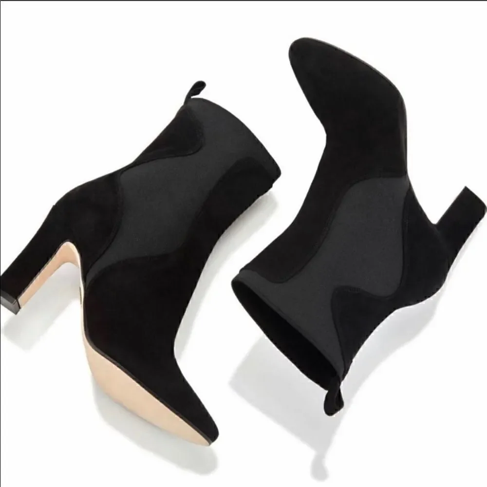 New Tamara Mellon Brim 90 Suede Stretch Booties Heels Women’s 7.5